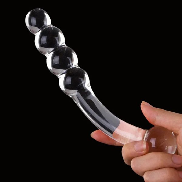 Vidro Dildo Falso Pênis Cristal Anal Beads Butt Plug Massageador de Próstata G Spot Feminino Masturbação Brinquedos 240126