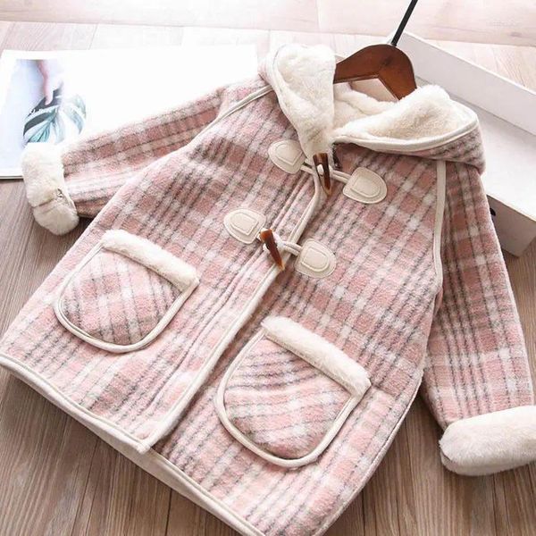 Jacken Mädchen Wolljacke Plüsch Kinder 2024 Mittellange Baby Lässige Mantel Frühling und Herbst Mode Baumwolle