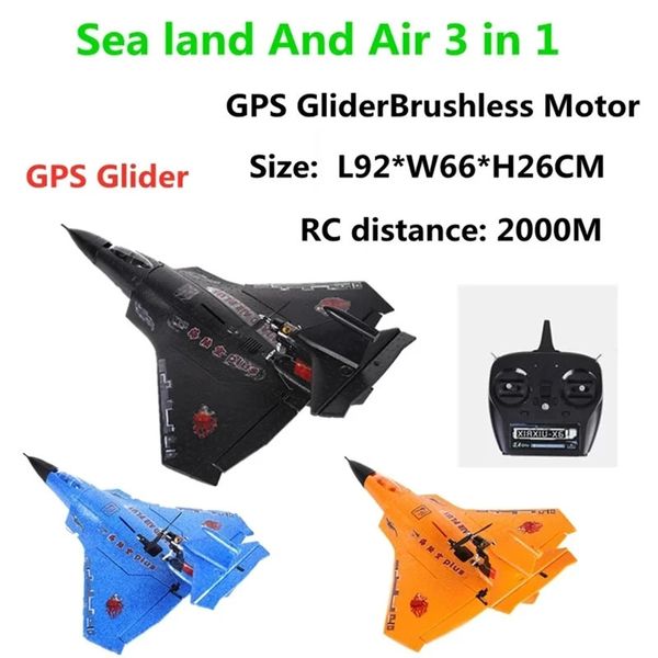 SeaLandAir Aerei RC 3 in 1 per adulti 24GHZ 6CH Aereo acrobatico 3D PLUS con giroscopio GPS Bilanciamento automatico Aereo telecomandato 240131