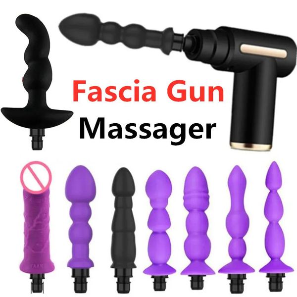 Masturbador feminino FASCIA Adaptador de armas de massagem corporal Gun Head to Sex Machine Orgasmo empurando vibradores vibradores brinquedos sexuais para casais 240129