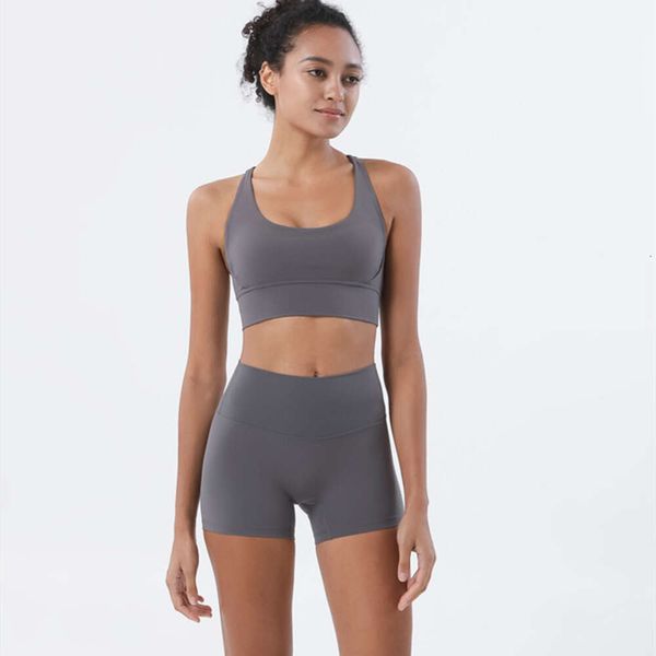 Lu Align Street Running Fitness Mulheres Dupla Face Moagem Cintura Alta Nádegas Pêssego Hip Shorts Treino Calças Curtas Limão LL Jogger Lu-08 2024