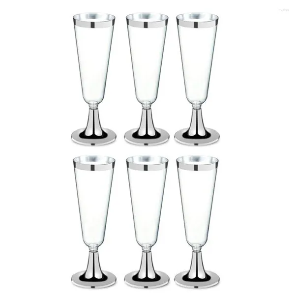 Copos de vinho descartáveis, conjunto de 6 copos de plástico de vidro vermelho, perfeito para compromissos, jantares formais e eventos de celebração
