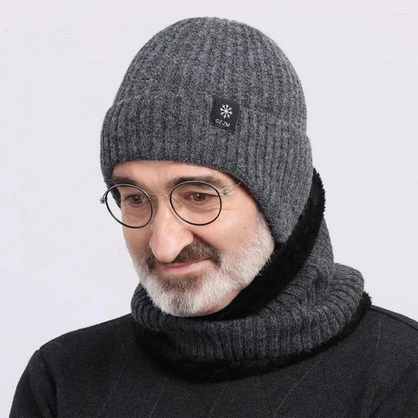 Beralar Düz Renk Örgü Şapka Eşarp Seti Erkek Kadınlar Kış Peluş Kaplamalı Kulaksla Beanie Boyun Gaiter