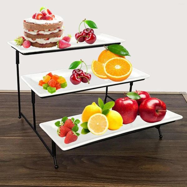 Küche Lagerung Drei-schicht Obst Platte Ständer Buffet Tisch Kalte Gerichte Snacks Lebensmittel Display Regal Kreative Halter