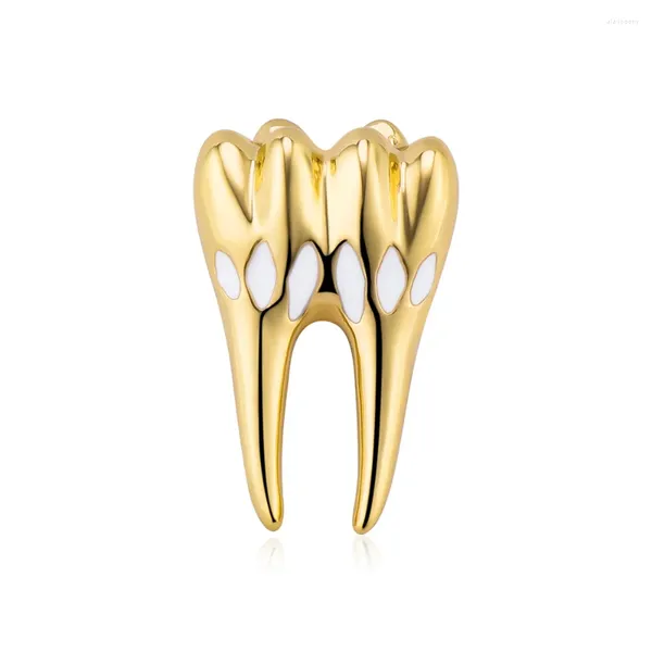 Spille Harong Design Spilla per denti color oro Intarsio di moda Distintivo medico in zircone naturale squisito per infermiere dentista