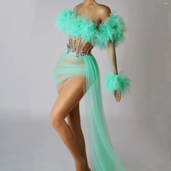 Sahne Giyin Doğum Günü Kıyamet Sapçesi Kelebek Dekorasyon Kadın Homecoming Gowns Nane Yeşil Kısa Prom Elbiseler 2024 Yan Tren Xinshenlv