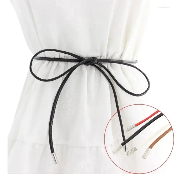 Cintos 2024 mulheres cinto fino feminino cintura longa cintura corda vintage vestidos corrente cor sólida decoração gravata com vestido
