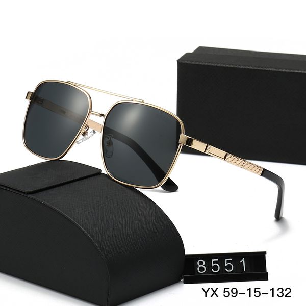 Luxuriöse ovale, ausgehöhlte Sonnenbrille für Herren, Designer-Sommer-Polarisationsbrille mit Farbwechsel, Wasser-Silber, übergroße Retro-Sonnenbrille für Damen und Herren 8550