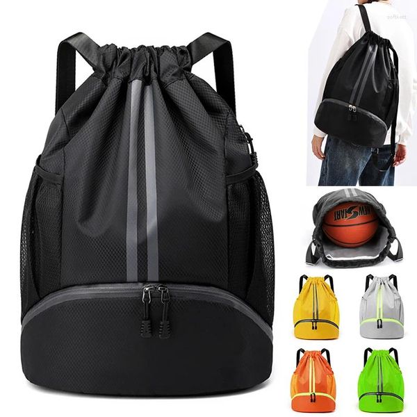 Rucksack Outdoor Männer Sport Taschen Große Fußball Basketball Tasche Gym Schwimmen Kordelzug Frauen Camping Wasserdichte Schuhe Oxford