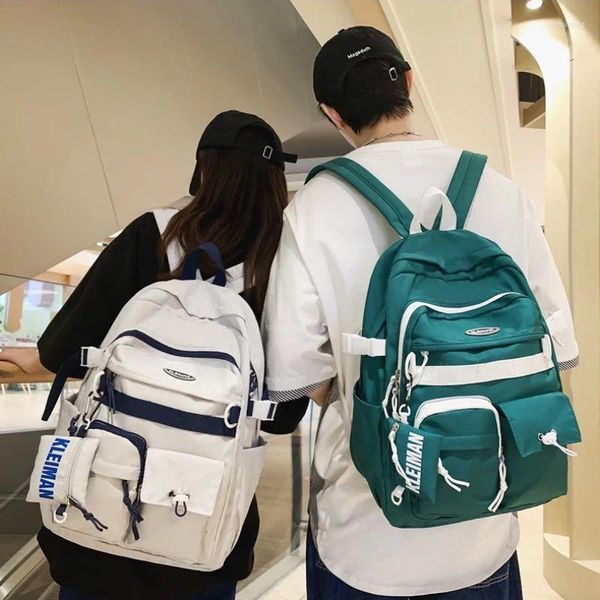 Mochila náilon leve grande capacidade estudante do ensino médio mochila simples casal viagem saco de juventude unisex