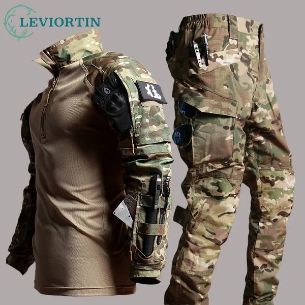 Terno tático sapo masculino airsoft roupas ao ar livre militar paintball swat assalto camisas forças especiais calças uniformes para homem 240126