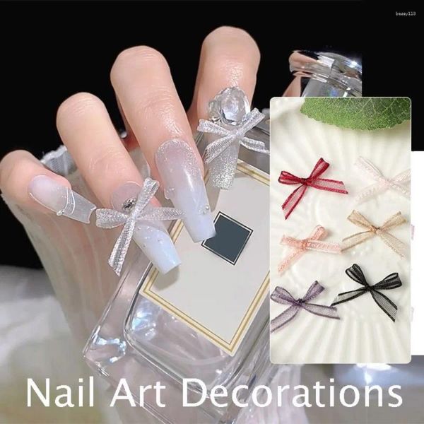 Nail Art Dekorationen, Stoff, Stoff, Dekoration, modisch, handgefertigt, DIY-Zubehör, Ballett-Schleife, bunte Schleife