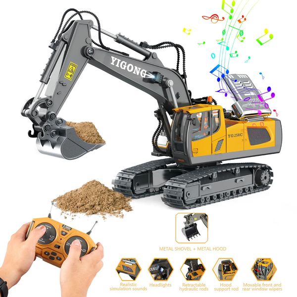 2.4G RC Escavatore Bambini Modello di telecomando Auto Ingegneria Autocarro con cassone ribaltabile Bulldozer High Tech Telecomando Auto Giocattoli per bambini 240123