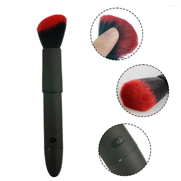 Pincéis de maquiagem ajustável vibração fundação blush escova 10 engrenagens pó solto portátil para mulheres