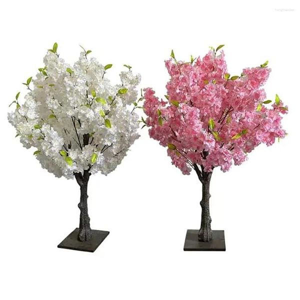 Flores decorativas 1m Artificial Mini Flor de Cerejeira Árvores Interior Mesa de Capina Árvore Rosa