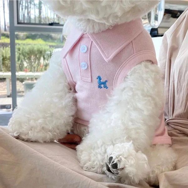 Vestuário de cão roupas de verão bonito bordado respirável polo camisas pet moda roupas chihuahua yorkies roupas traje