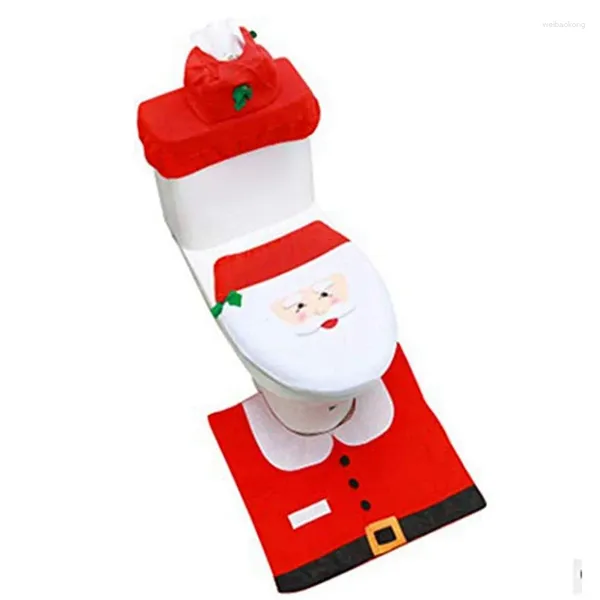 Coprisedili WC 3 pezzi Coprisedili natalizi Set Babbo Natale e tappeto per decorazioni da bagno Installazione semplice
