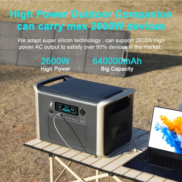 2400W 2000W Kamp Güneş Enerjisi İstasyonu 1000W 500W Taşınabilir Lifepo4 Pil Güneş Jeneratörü AC Güç Bankası Yedekleme Enerji Depolama