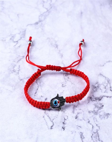 Handgewebtes Armband, Glücksarmband, Kabbala, rote Schnur, Hamsa-Armbänder, blauer türkischer Böser Blick-Charm-Schmuck, Fatima-Armband E5032690