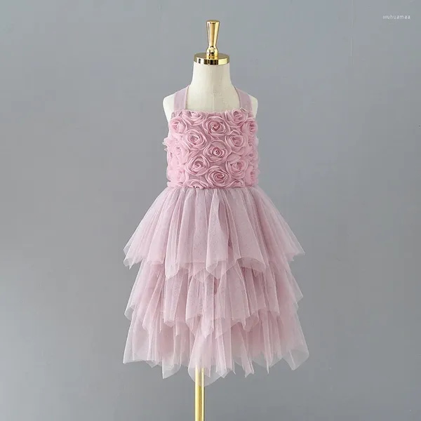 Abiti da ragazza Nati per ragazze Abito in tutù di pizzo per bambini Incrociato sul retro Abbigliamento da principessa Abito da festa Bambini Adorabile moda Vestido Costume