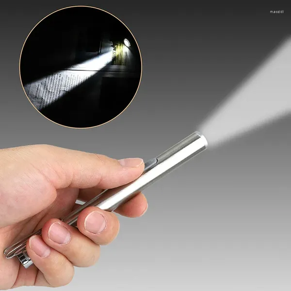 Taschenlampen Taschenlampen USB wiederaufladbare handliche Stiftlicht Mini-Pflege-LED-Taschenlampe mit Edelstahl-Clip-Tasche