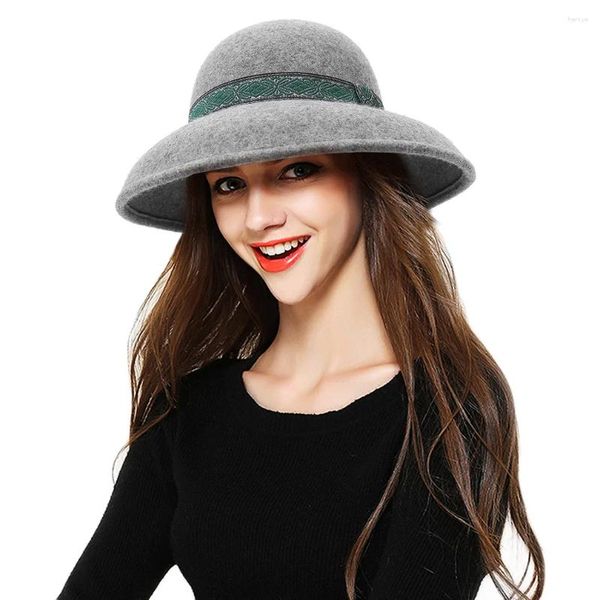 Berets primavera feminino fedoras chapéu feminino francês retro lã étnica vento decorativo banda boné senhoras festa elegante moda chapéus h7241