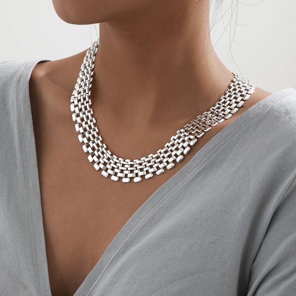 Преувеличенное кубинское массивное толстое ожерелье-цепочка, женское высококачественное железное металлическое серебряное ожерелье, ювелирные изделия, мужское ожерелье в стиле стимпанк 240210