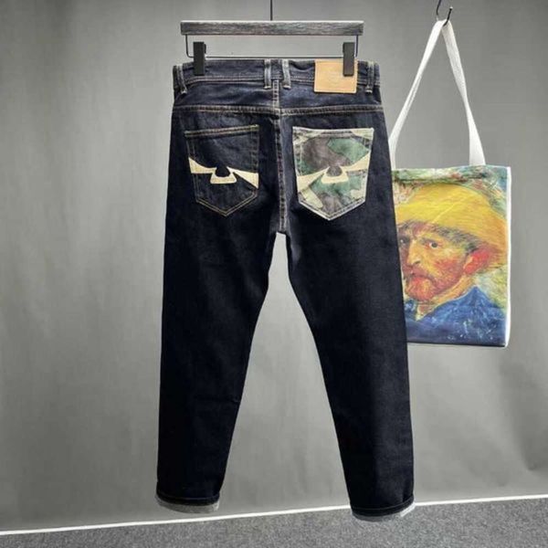 Мужские джинсы, прямые брюки, мужские брюки с вышивкой скелета, уличная одежда, джинсовая одежда для мужчин, мешковатые T230110 524 523