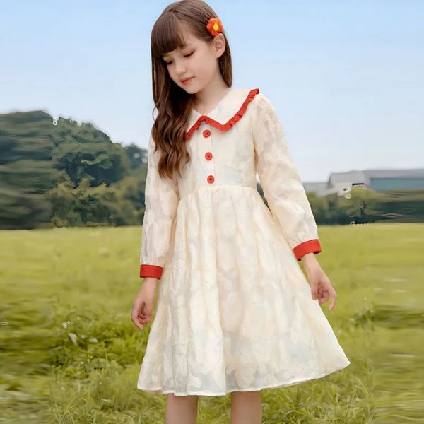 Весенняя детская юбка в корейском западном стиле, элитное супер-фея платье принцессы для девочек, осень 240126