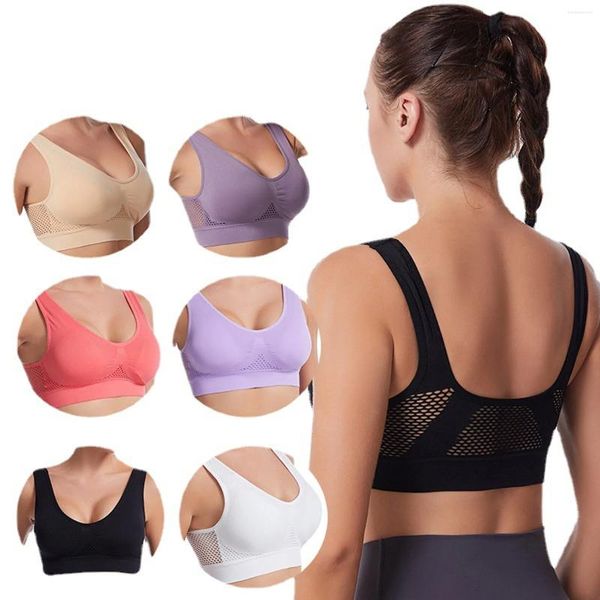 Frauen Shaper ausgehöhlten Mesh Sport Unterwäsche Weste Running Back Training BH Womens Bra Pack Baumwolle