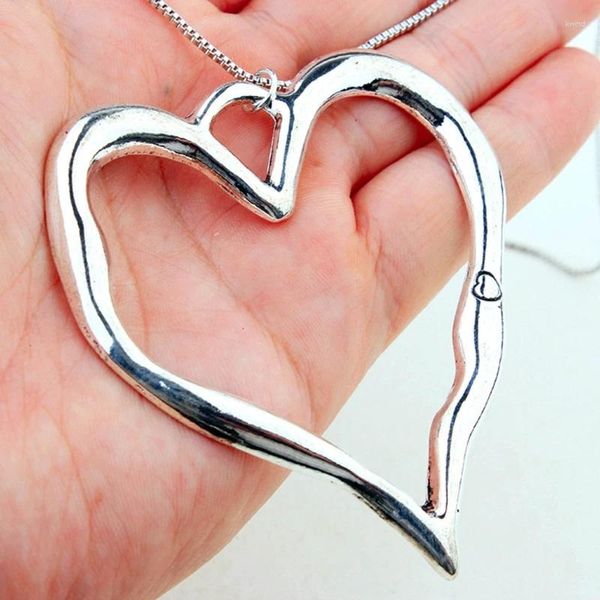 Colares de pingente simples grande abstrato coração colar elegante colar gargantilha bola corrente pescoço moda jóias