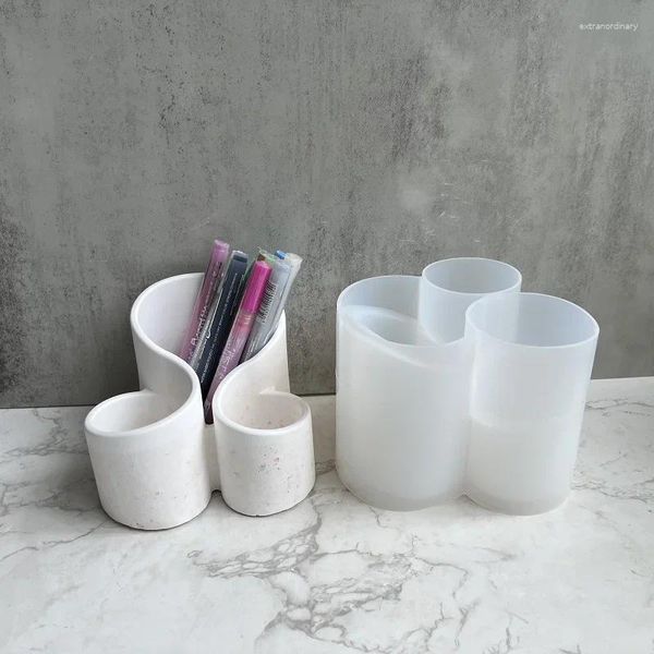 Vasi fai da te secchiello portaoggetti stampo vaso di fiori portapenne gesso resina goccia colla stampo in silicone stampi per scatole pennelli per trucco