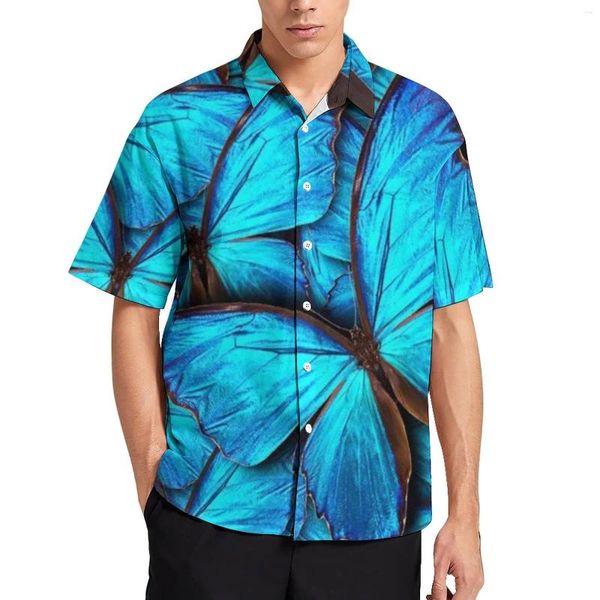 Camicie casual da uomo Abbigliamento Camicia a maniche corte hawaiana con farfalla carina Stampa fiori di campo Camicette da vacanza Abiti oversize personalizzati