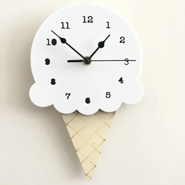 Orologi da parete Orologio nordico per gelato domestico Decorazione silenziosa per cartoni animati Ornamenti per la camera dei bambini