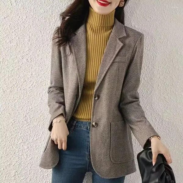 Kadın Suits Unxx Bahar Sonbahar Hafif Strech Uzun Kollu Blazers Kadın Anakara Çin Blazer Femme Günlük Ofis Giyim Ceket