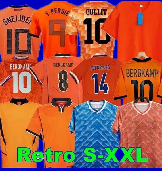 Retro clássico camisas de futebol da Holanda 1988 1996 1998 2000 2002 2008 2014 SNEIJDER ROBBEN V.PERSIE BERGKAMP CRUYFF GULLIT VAN BASTEN camisa de futebol