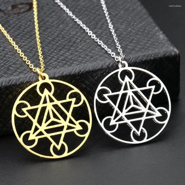 Collane con ciondolo Collana con cubo Metatron in acciaio inossidabile roccia Merkabah Stella di David Gioielli Chakra energetico per donna Amuleto Regalo di guarigione