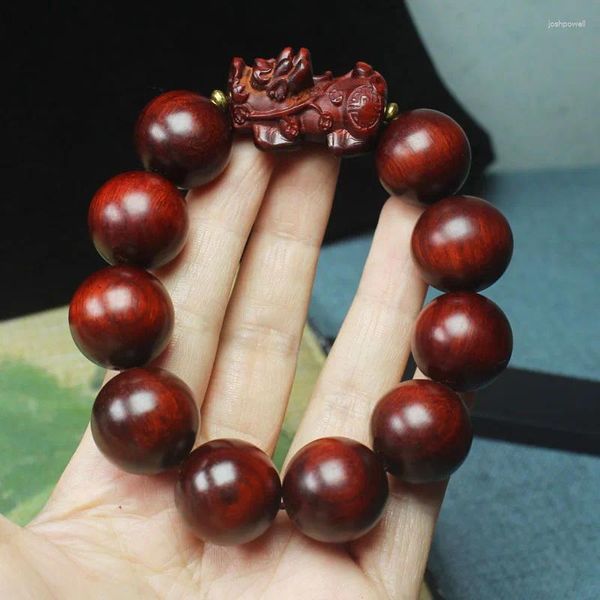 Strand Xiaoye Bracciale con perline di legno di sandalo viola Piastra Pixiu di attrazione della ricchezza in legno che gioca con la nicchia culturale e di divertimento