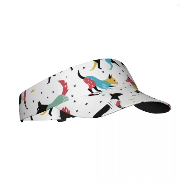 Berets Sommer Air Sonnenhut Memphis Hunde und 80er Jahre geometrische Formen Visier UV-Schutz Sport Tennis Golf Laufen Sonnenschutzkappe