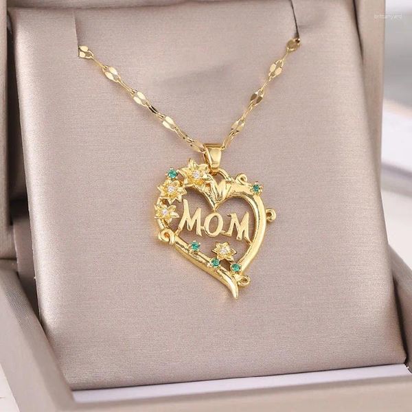 Collane con ciondolo Collana da donna di moda Gioielli in rame Novità Luce Lusso Zircone creativo Mamma Regalo per la festa della mamma