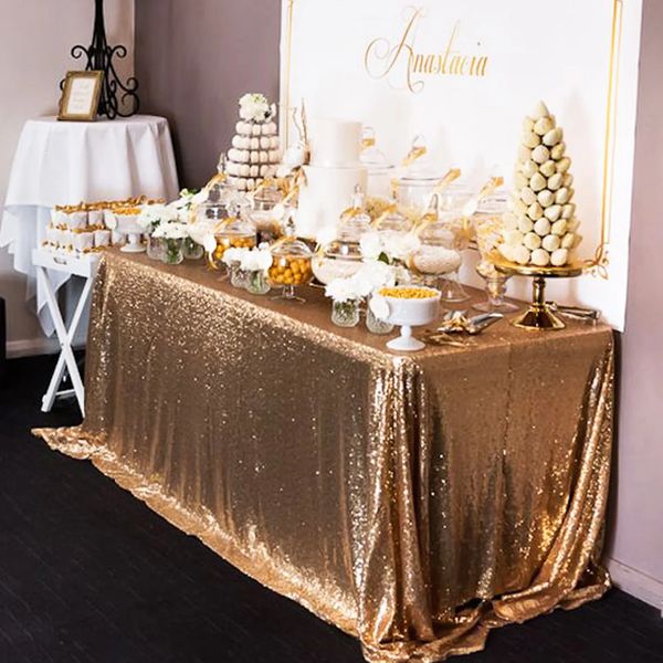 Pano de mesa de lantejoulas rosa ouro prata retangular glitter toalha de mesa festa de casamento el banquete casa jantar decoração 240127