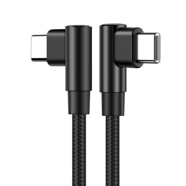 60 W PD Double Elbow Schnelllade-USB-Datenkabel Typ C auf USB-C-Geflechtkabel für iPhone 15 und Mobilcomputer