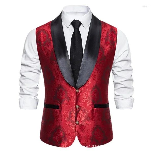 Coletes masculinos Slim Suit Clip Fashion Vest Jacquard Single Breasted Festive Dress Top