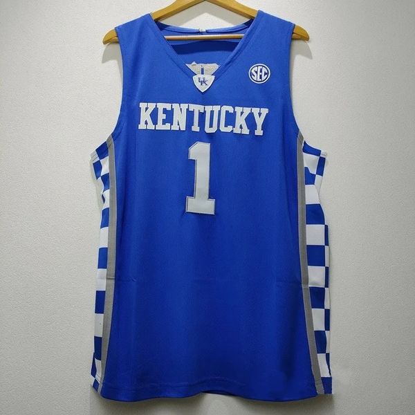 Maglia da basket da uomo Oversize 1 Booker University Of Kentucky Ricamo Cucito Sport traspirante High Street Abbigliamento sportivo Hip Hop 240122