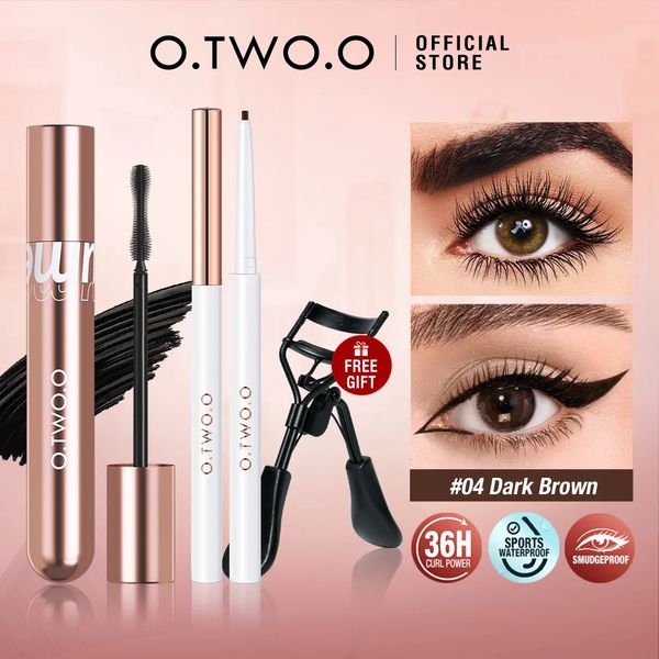 3PCs Make-Up Set Mascara 4D Seide Faser Eyeliner Gel Bleistift Eye Liner Stift Langlebig mit Wimpern Curler Geschenk make-up240129