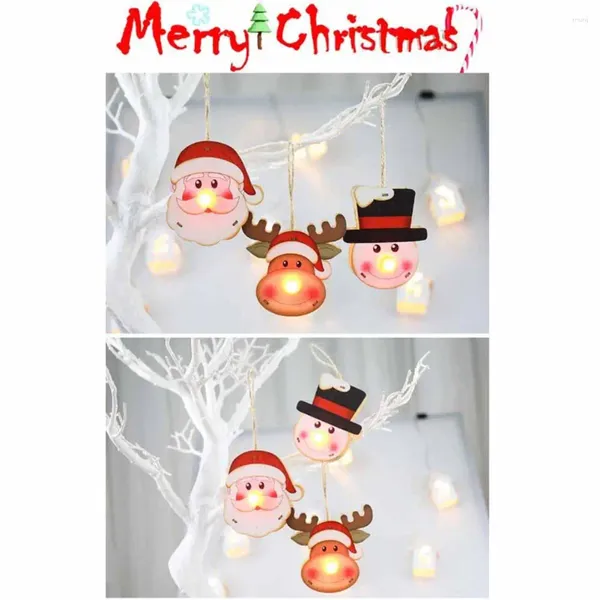 Decorazioni natalizie LED luminoso appeso Babbo Natale pupazzo di neve alce pendenti in legno ornamenti per feste in legno fai da te artigianato regalo per bambini