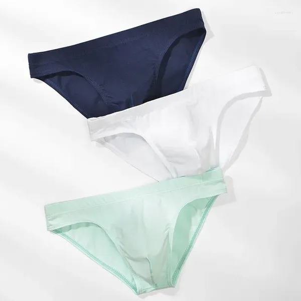 Mutande Intimo da uomo sexy Vita bassa Rigonfiamento Custodia per pene Slip in cotone Morbido traspirante Tinta unita Mutandine comode maschili