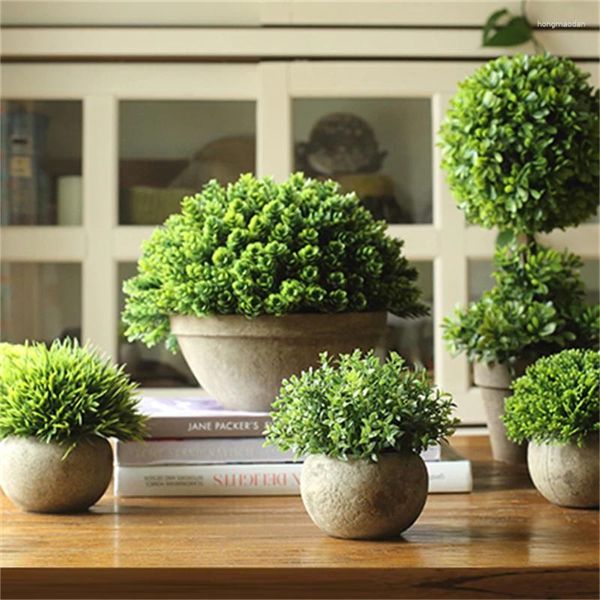 Dekoratif Çiçekler Simülasyon Yeşil Bitki Saksı Çim Top Süsleri Oturma Odası Yemek Masası Dekorasyon Peyzaj Yapımı Bontajlı Masaüstü