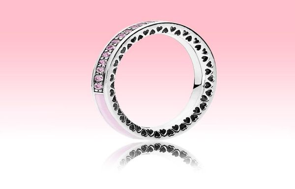 Rosa Stein Liebe Herzen Ringe Frauen Mädchen Party Schmuck für 925 Sterling Silber CZ Diamant Ehering mit Originalverpackung9390035