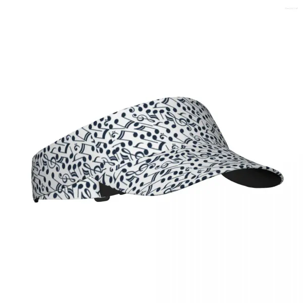Berets verão ar chapéu de sol preto e branco música notas viseira proteção uv esportes tênis golfe correndo protetor solar boné